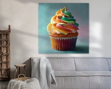 Cupcake gebak geel-groen-oranje van TheXclusive Art