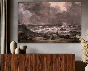 De schipbreuk van de driemaster Delphine bij Zandvoort, Johannes Christiaan Schotel