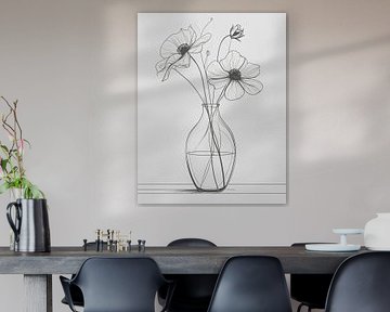 Minimal art - line drawing vase 01 by Emiel de Lange