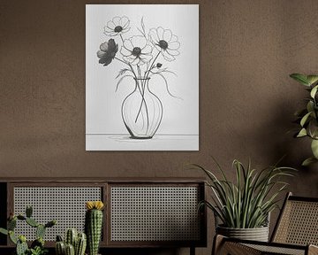 Minimal art - line drawing vase 02 by Emiel de Lange