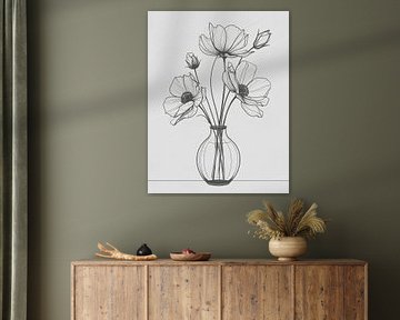 Minimal art - line drawing vase 03 by Emiel de Lange
