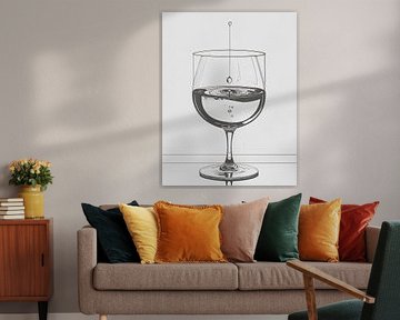 Minimal art - line drawing water glass 02 by Emiel de Lange