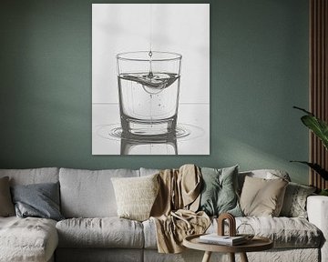Minimal art - line drawing water glass 03 by Emiel de Lange