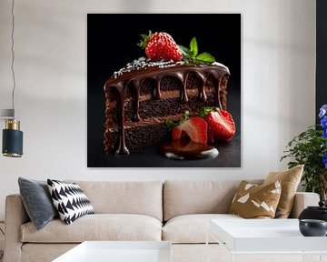 Chocoladetaart met aardbeien van TheXclusive Art