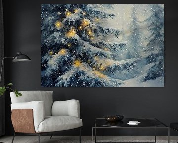 Weihnachtsbeleuchtung | Weihnachtsstimmung in der verschneiten Landschaft von Wunderbare Kunst