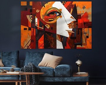 Abstraktes Porträt in Orange von ARTEO Gemälde