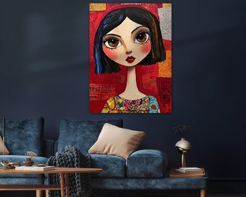 Girl with Big Eyes | Coloured Girl by Eye catching paintings