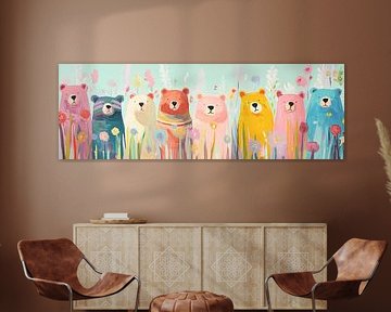 Beren Tuin | Vrolijke Beren in de Tuin van Blikvanger Schilderijen