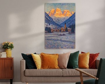 Das verschneite Canazei von Monet - Impressionistischer Dolomiten-Winter