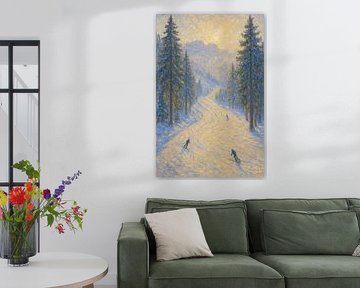 Goldenes Licht auf alpinen Hängen - Impressionistischer Winter