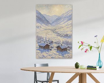 Verschneite alpine Stille - Monet-inspiriertes Wintertal