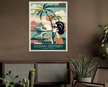 Ozeanische Odyssee: Art Deco Tropical Escape Gemälde