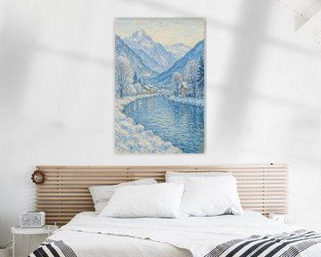 Winterfluss in den Alpen