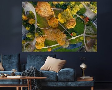 Vue aérienne du parc de la ville de Zwolle lors d'une belle journée d'automne sur Sjoerd van der Wal Photographie