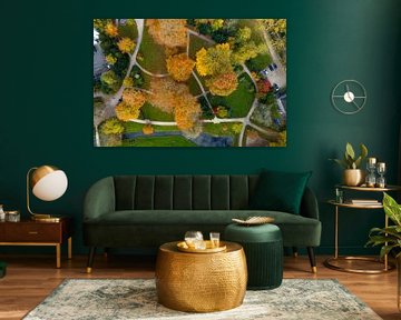 Vue aérienne du parc de la ville de Zwolle lors d'une belle journée d'automne sur Sjoerd van der Wal Photographie