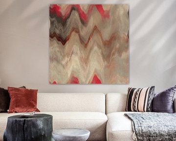 Retro abstract 70s pattern in pink, beige, brown I by Dina Dankers