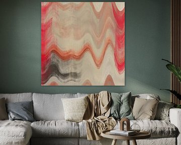 Abstracte kunst in retrostijl. Patroon in rood, terracotta, taupe, beige