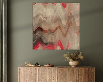 Motif abstrait rétro des années 70 en rose, beige, marron I sur Dina Dankers