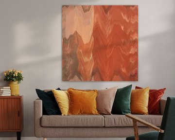 Retro abstract 70s style art in terracotta, orange, brown I by Dina Dankers