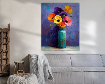 Freshly picked wild flowers in tall vase by Studio Ypie