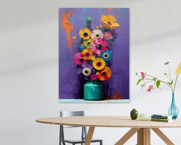 Freshly picked Abstract Wild Flowers in High Vase by Studio Ypie