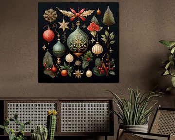 Décorations de Noël vintage sur fond noir