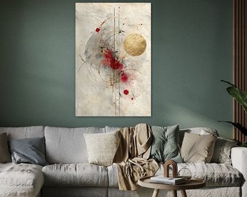 Abstrakte Malerei - Gold Rot Kraftvoll Organisch von Joriali Abstrakte Kunst