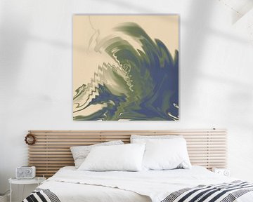 Abstracte waterreflecties. Minimalistisch eigentijds in groen, blauw, wit II van Abstract Minimalist Art