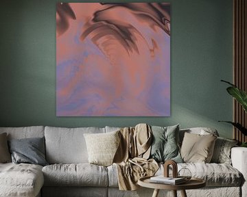 Ripples on water. Modern contemporary abstract in pink terra and blue I by Abstract Minimalist Art