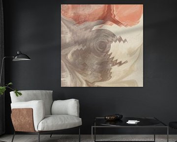 Abstracte waterreflecties in terracotta en zand II. Minimalistische kunst van Abstract Minimalist Art