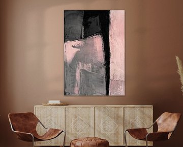 Blush and Black Abstract Painting