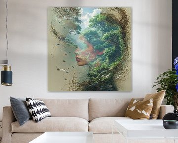 A portrait of a young woman mother earth nature.