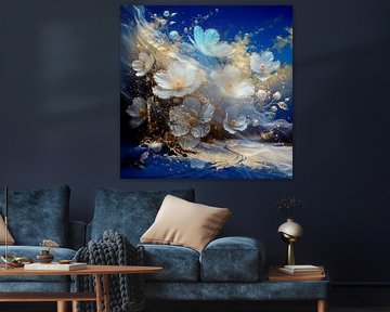 A winter landscape Christmas North light. by J.a Dijkstra