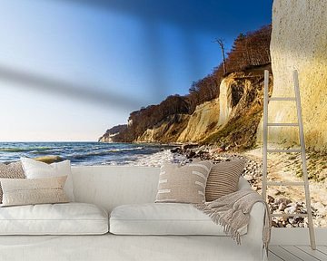 Krijtrotsen in de herfst aan de kust van de Oostzee op het eiland R