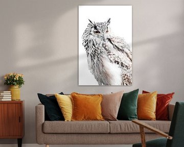 Eule in Weiß Silence Intensive Dose mit grafischem Detail von Femke Ketelaar