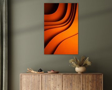 Vagues en orange Forme douce sous une lumière chaude sur Eva Lee