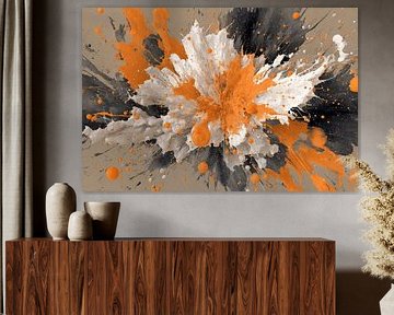 Farbexplosion in Orange Dynamik von Fleck und Flug von Eva Lee