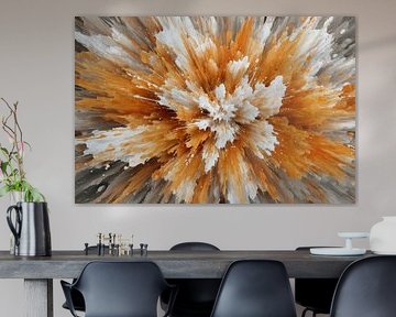 Explosion in Farbe Orange Weiß Abstraktes Feuerwerk von Eva Lee