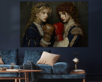 Portrait of two noblewomen - old masters with a wink by Peter Pen Drawings and Paintings