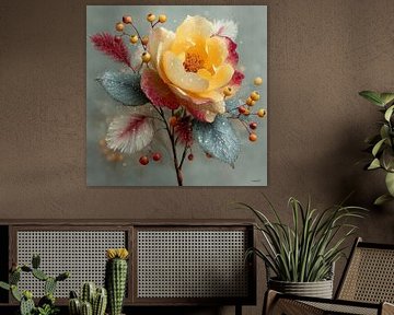 yellow flower with water and icing