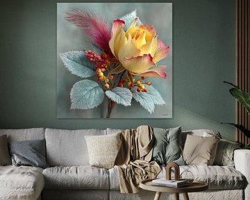 yellow flower with water and icing