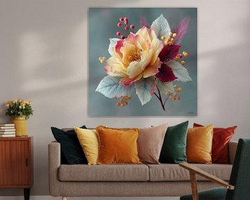 yellow flower with water and icing