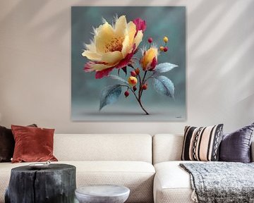 yellow flower with water and icing