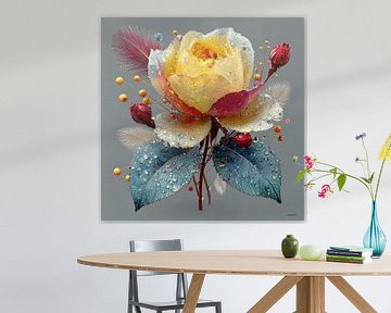 yellow flower with water and icing