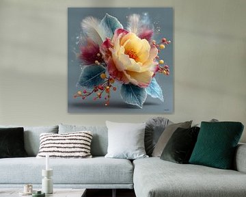 yellow flower with water and icing