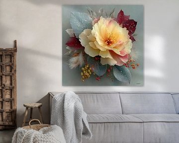 yellow flower with water and icing