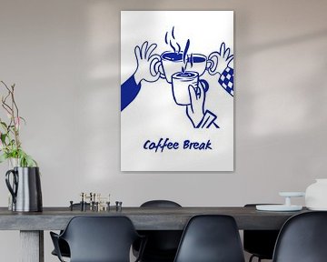 Coffee Break — Minimalist Blue Line Art Illustration by taufid hidayat