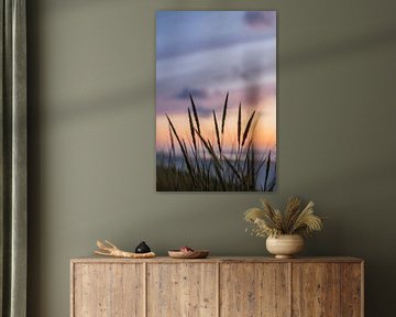 Zonsondergang kleuren in de duinen van Ameland van Lydia