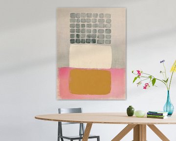 Modern abstract in Japandi stijl met roze accent van Japandi Art Studio