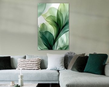 Bladeren in Luchtige Groentonen Abstracte Natuurvorm van Eva Lee